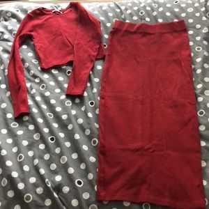 Zara Ribbed Crop Top and Midi Skirt